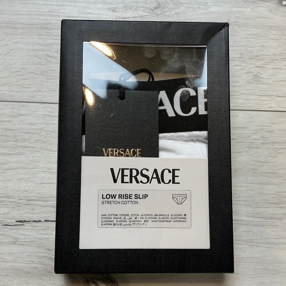 Versace Low Rise Slip Briefs Optical White XL New With Tags
